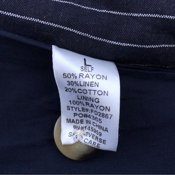 DRESS FORUM Blue + White Pinstripe Dress L - Picture 6 of 6